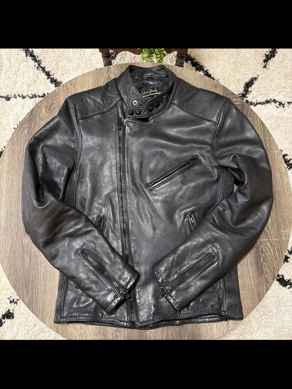 VTG Harley Davidson Hein Gericke Asymmetric Leather Jacket Women's Black Size 38